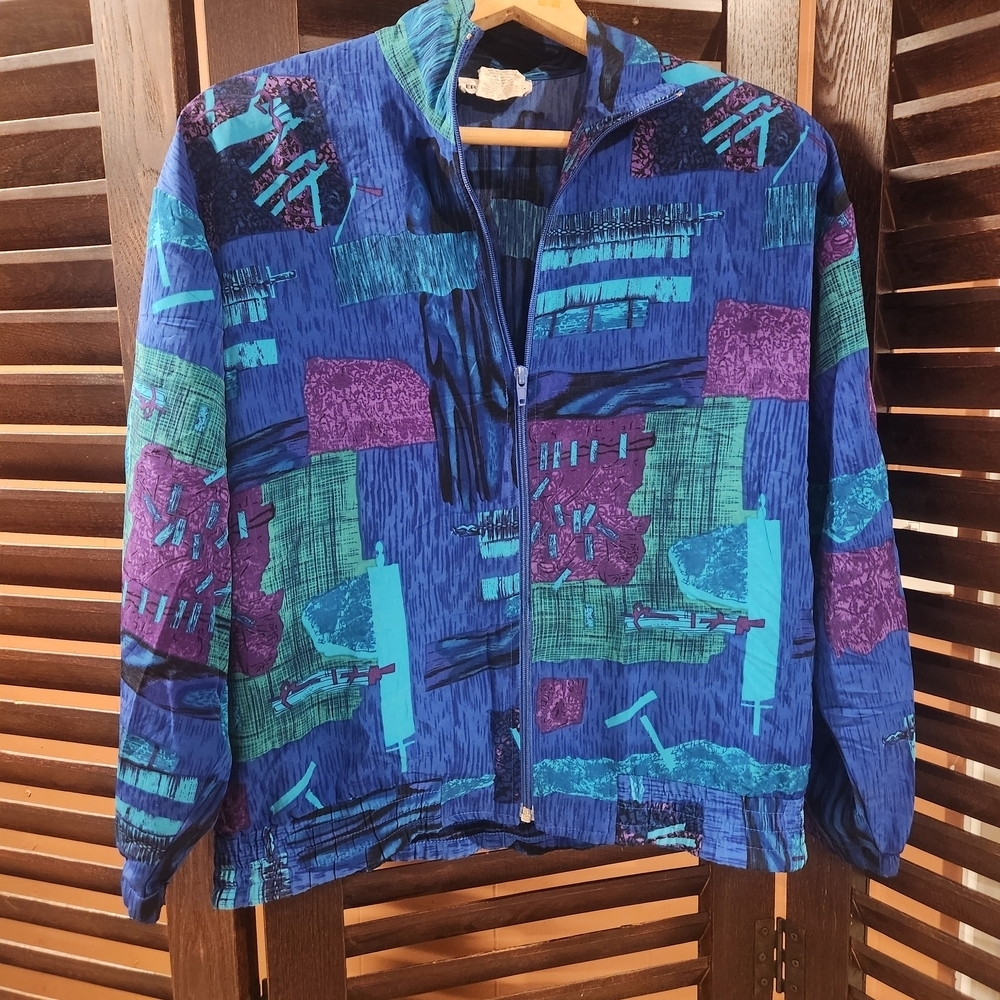 Erin London Blue and Purple Abstract Jacket 2BB